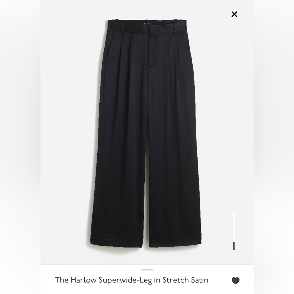 Madewell the Harlow Satin Wide leg Black Pants